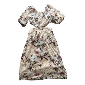 H&M Linen Midi Dress with Cut Outs Size Large